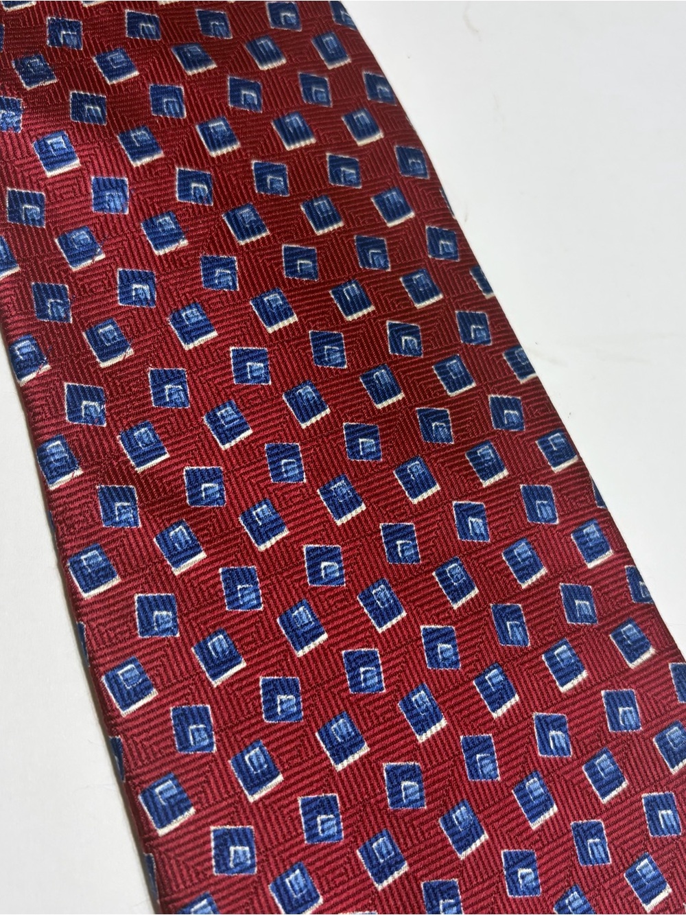 Polo Ralph Lauren Silk Tie Red Blue Geometric Classic 3.5”